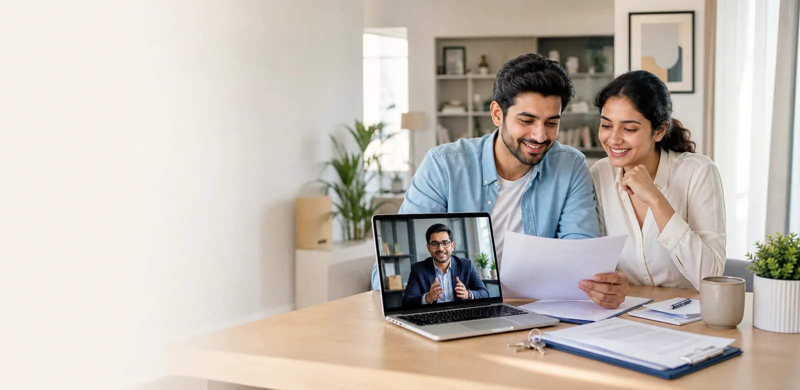 Customers reviewing property documents online with a legal expert